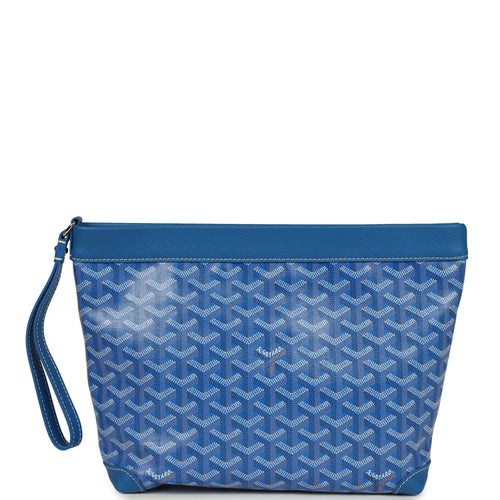 Goyard Goyardine Canvas Sky Blue Conti Pouch Palladium Hardware