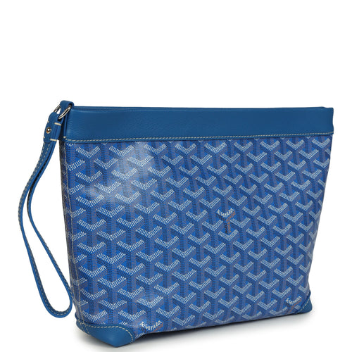 Goyard Goyardine Canvas Sky Blue Conti Pouch Palladium Hardware