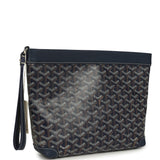 Goyard Goyardine Canvas Navy Blue Conti Pouch Palladium Hardware