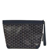 Goyard Goyardine Canvas Navy Blue Conti Pouch Palladium Hardware