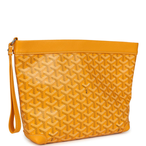 Goyard Goyardine Canvas Yellow Conti Pouch Palladium Hardware