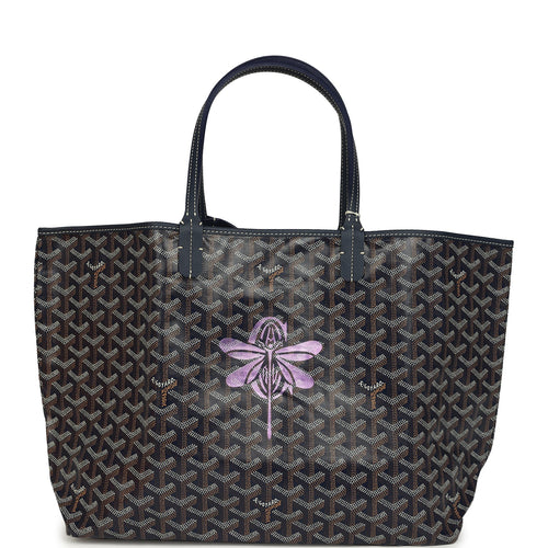 Goyard Goyardine Navy Saint Louis PM Tote Bag Palladium Hardware