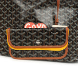 Goyard Goyardine Canvas Black and Brown Hand-Painted Heart Boheme Hobo PM Palladium Hardware