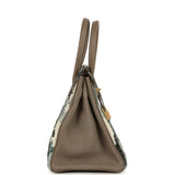 Custom "Camouflage" Swarovski Crystal Hermes Birkin 30 Etoupe Togo Gold Hardware