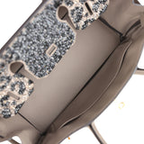 Custom Leopard Swarovski Crystal Hermes Birkin 30 Gris Asphalte Togo Gold Hardware