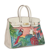 Custom "Paradise" Swarovski Crystal Hermes Birkin 35 Craie Togo Gold Hardware