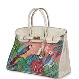 Custom "Paradise" Swarovski Crystal Hermes Birkin 35 Craie Togo Gold Hardware