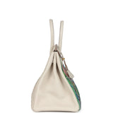 Custom "Paradise" Swarovski Crystal Hermes Birkin 35 Craie Togo Gold Hardware