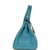 Vintage Hermes Birkin 35 Blue Jean Togo Palladium Hardware