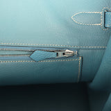 Vintage Hermes Birkin 35 Blue Jean Togo Palladium Hardware