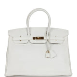 Pre-owned Hermes Birkin 35 White Epsom Gold Hardware