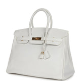 Pre-owned Hermes Birkin 35 White Epsom Gold Hardware
