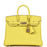 Hermes Special Order (HSS) Birkin 25 Lime Verso Clemence Permabrass Hardware