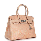 Vintage Hermes Birkin 30 Orange Dalmatian Buffalo Palladium Hardware