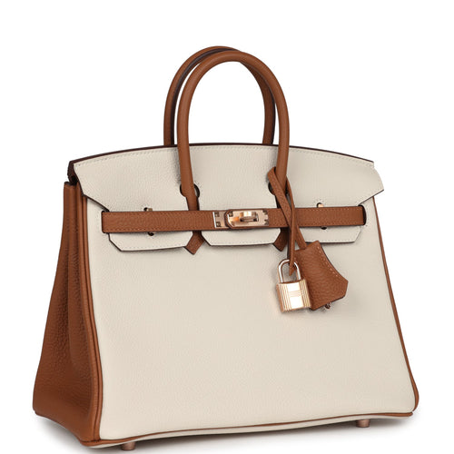 Hermes Special Order (HSS) Birkin 25 Craie and Gold Togo Rose Gold Hardware