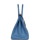 Pre-owned Hermes Birkin 35 Bleu Azur Epsom Palladium Hardware
