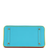 Hermes Special Order (HSS) Tri-color Birkin 30 Bleu Aztec, Soufre and Rouge Vif Chevre Brushed Gold Hardware