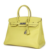 Pre-owned Hermes Birkin 35 Soufre Epsom Palladium Hardware