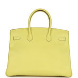 Pre-owned Hermes Birkin 35 Soufre Epsom Palladium Hardware