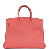 Pre-owned Hermes Birkin 35 Flamingo Epsom Palladium Hardware