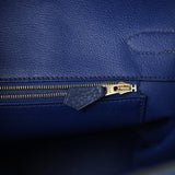 Pre-owned Hermes Birkin 35 Bleu Saphir Clemence Gold Hardware