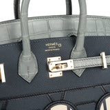 Hermes "Rainy Days" Sac Faubourg Birkin 20 Gris Misty Matte Alligator Permabrass Hardware