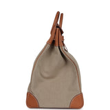 Pre-owned Hermes Birkin HAC 50 Flag Ficelle Toile H, Fauve Barenia and Bleu Toile H Canvas Gold Hardware