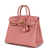 Hermes Birkin 25 Terre Cuite Ostrich Gold Hardware