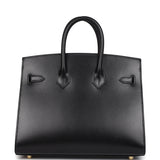 Hermes Birkin Sellier 25 Black Box Gold Hardware