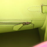 Pre-owned Hermes Special Order (HSS) Birkin 35 Rose Tyrien and Kiwi Epsom Palladium Hardware