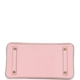 Pre-owned Hermes Special Order (HSS) Birkin 30 Rose Sakura and Gris Perle Chevre Brushed Gold Hardware