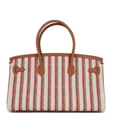 Hermes Shoulder Birkin Light 39 Multicolor Toile and Gold Swift Palladium Hardware