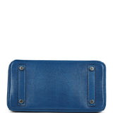 Pre-owned Hermes Birkin 25 Bleu Izmir Varanus Niloticus Lizard Palladium Hardware