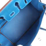 Pre-owned Hermes Birkin 25 Bleu Izmir Varanus Niloticus Lizard Palladium Hardware