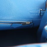 Pre-owned Hermes Birkin 25 Bleu Izmir Varanus Niloticus Lizard Palladium Hardware