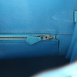 Pre-owned Hermes Birkin 35 Bleu Izmir Verso Clemence Palladium Hardware