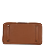 Pre-owned Hermes Birkin Club 35 Gold and Marron d'Inde Clemence and Ficelle Lizard Permabrass Hardware