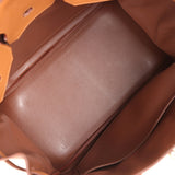 Pre-owned Hermes Birkin Club 35 Gold and Marron d'Inde Clemence and Ficelle Lizard Permabrass Hardware