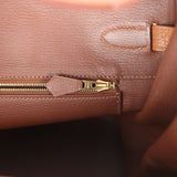 Pre-owned Hermes Birkin Club 35 Gold and Marron d'Inde Clemence and Ficelle Lizard Permabrass Hardware