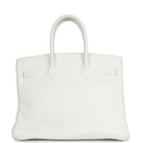 Pre-owned Hermes Birkin Club 35 White and Gris Perle Clemence and Sanguine Lizard Palladium Hardware