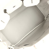 Pre-owned Hermes Birkin Club 35 White and Gris Perle Clemence and Sanguine Lizard Palladium Hardware