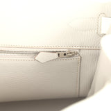 Pre-owned Hermes Birkin Club 35 White and Gris Perle Clemence and Sanguine Lizard Palladium Hardware