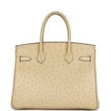 Pre-owned Hermes Birkin 30 Parchemin Ostrich Gold Hardware