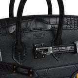 Hermes "Midnight" Faubourg Birkin Sellier 20 So Black Matte Alligator Black Hardware
