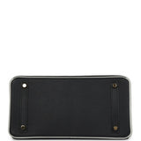 Pre-owned Hermes Special Order (HSS) Birkin 30 Black and Gris Perle Chevre Mysore Brushed Gold Hardware
