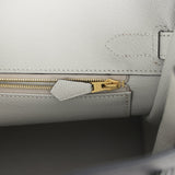 Pre-owned Hermes Special Order (HSS) Birkin 30 Black and Gris Perle Chevre Mysore Brushed Gold Hardware