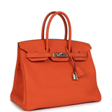 Pre-owned Hermes Birkin 35 Orange Togo Palladium Hardware