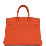 Pre-owned Hermes Birkin 35 Orange Togo Palladium Hardware