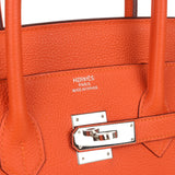 Pre-owned Hermes Birkin 35 Orange Togo Palladium Hardware