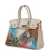 Custom "Paradise" Swarovski Crystal Hermes Birkin 30 Craie Togo Palladium Hardware